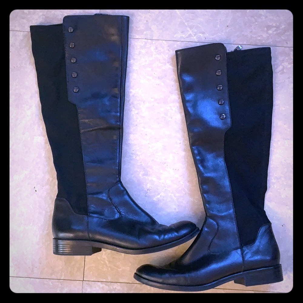 Taheri black leather riding boots
